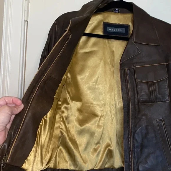 Whet‎ Blu Brown Leather Jacket EUC